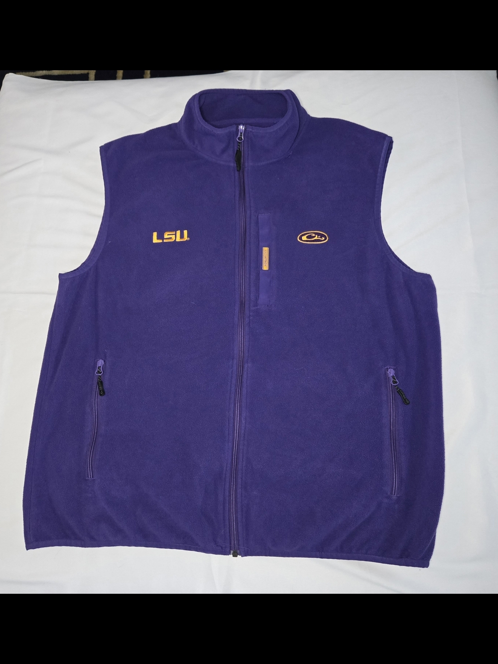 LSU Tigers Purple & Gold Fleece Vest Drake Clothing Company XL Magnattach